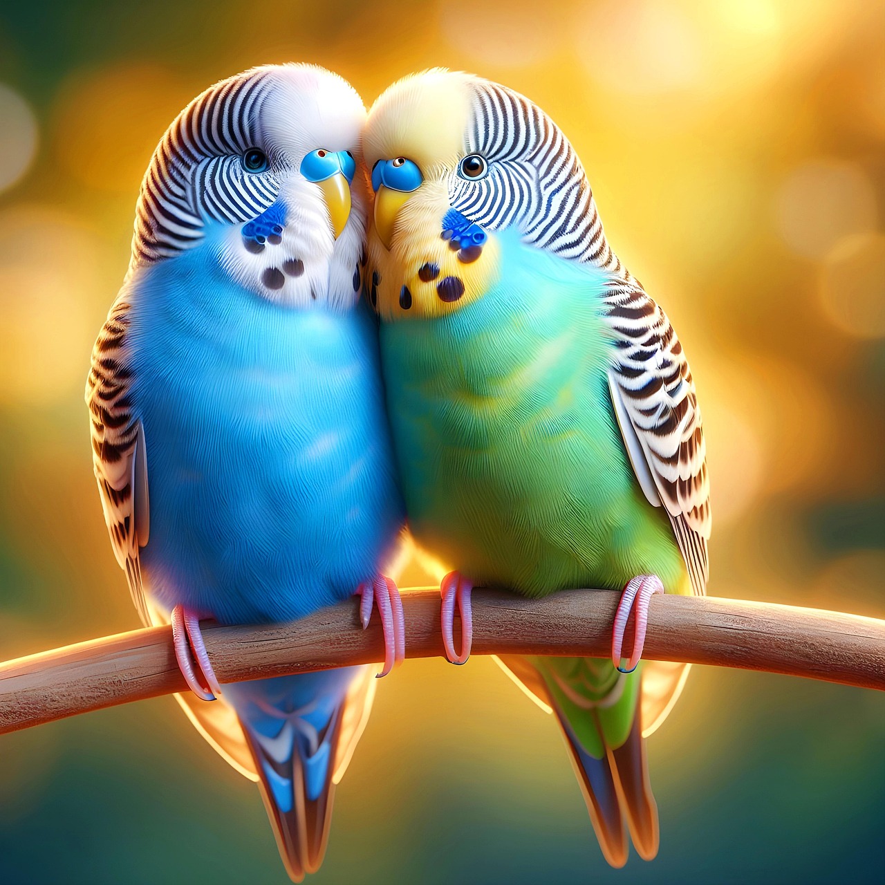 Perruche colorée sur une branche